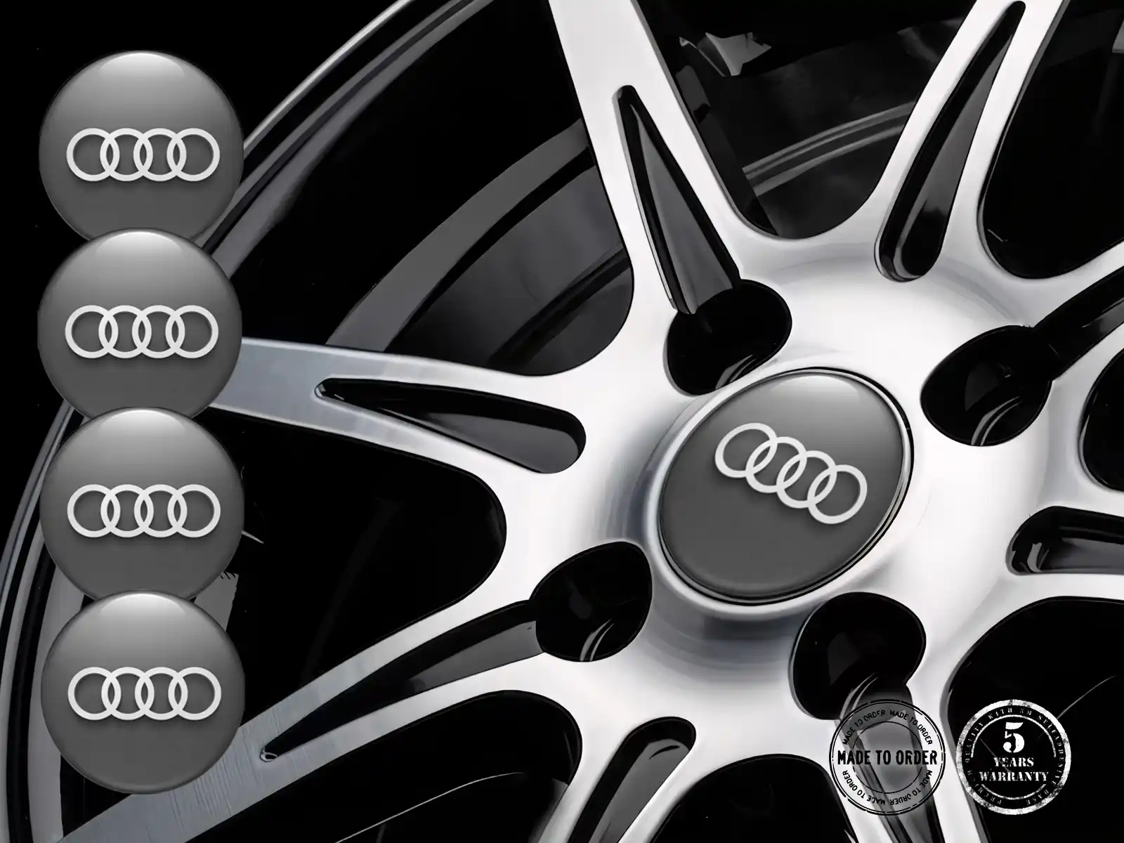 Audi Calcomanía de Aro Logo Insignias Silicona Lujo